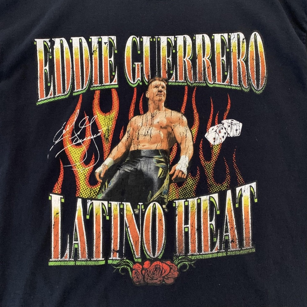 Eddie Guerrero WWE Shirt Mens Large Black Latino Heat Graphic Tee T-Shirt Flames